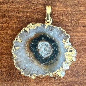 Geode & Gold-tone Pendant